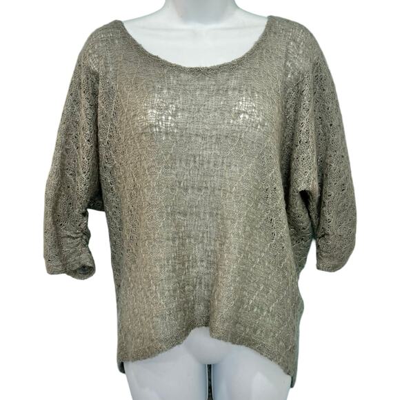 Nation LTD Revolve Gray Gold Sparkle Open Knit Half Dolman Sleeve Sweater size S - Picture 2 of 10